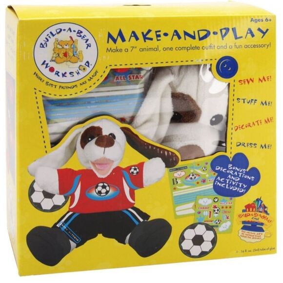 NEW Build A Bear Playful Puppy Sports Soccer Make And Play Kit - Picture 1 of 11